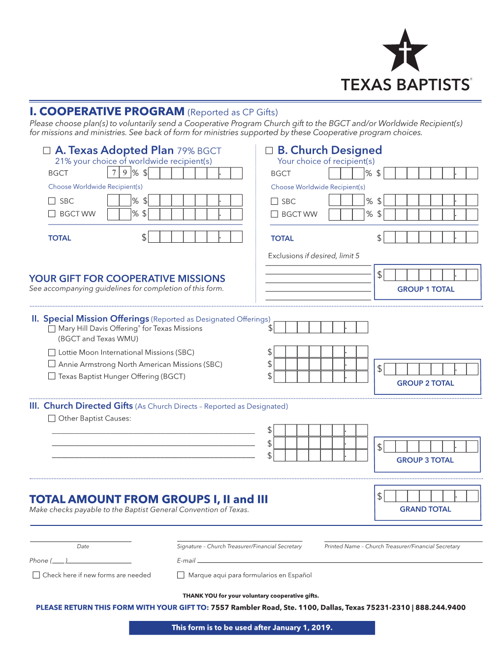 I. COOPERATIVE PROGRAM (Reported As CP