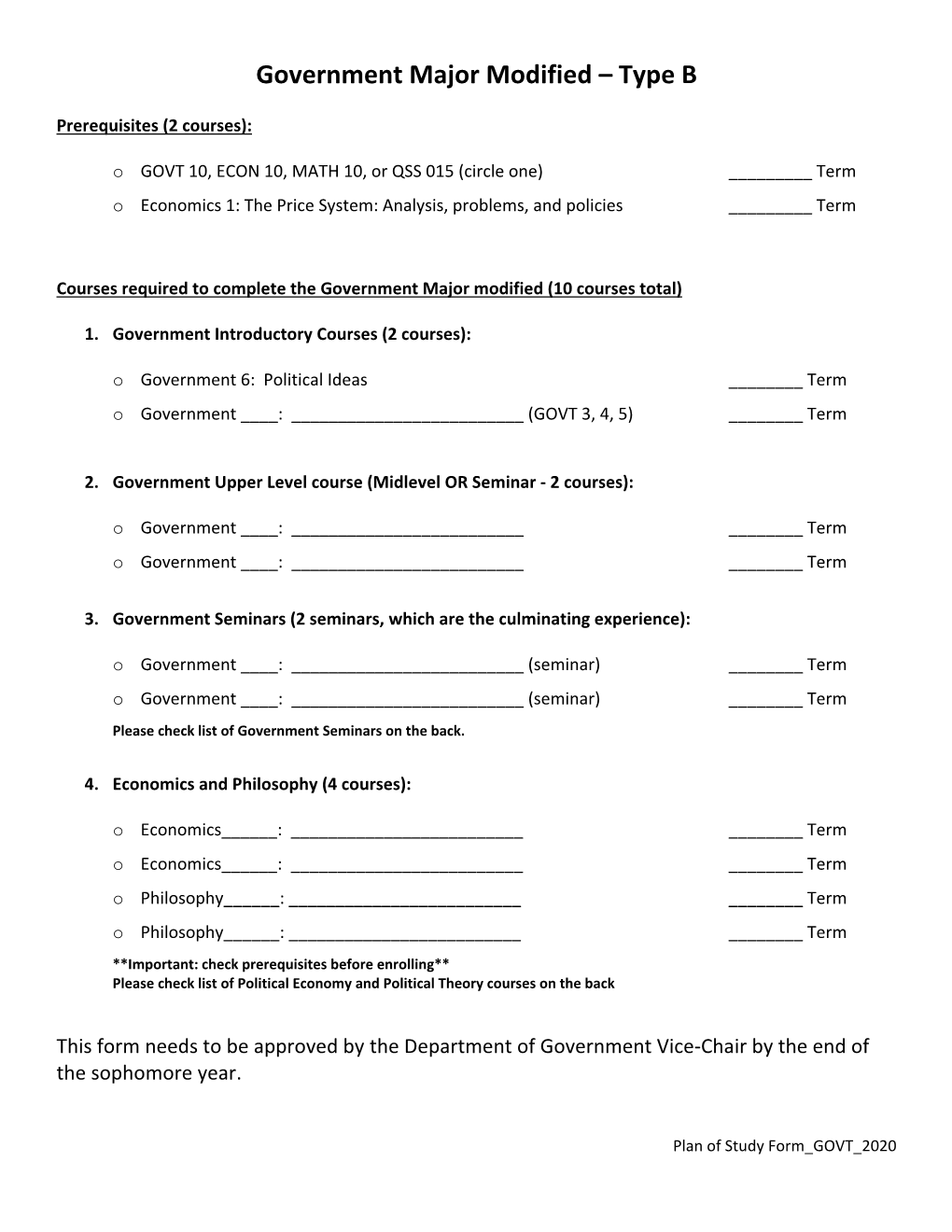 Government Major Modified – Type B