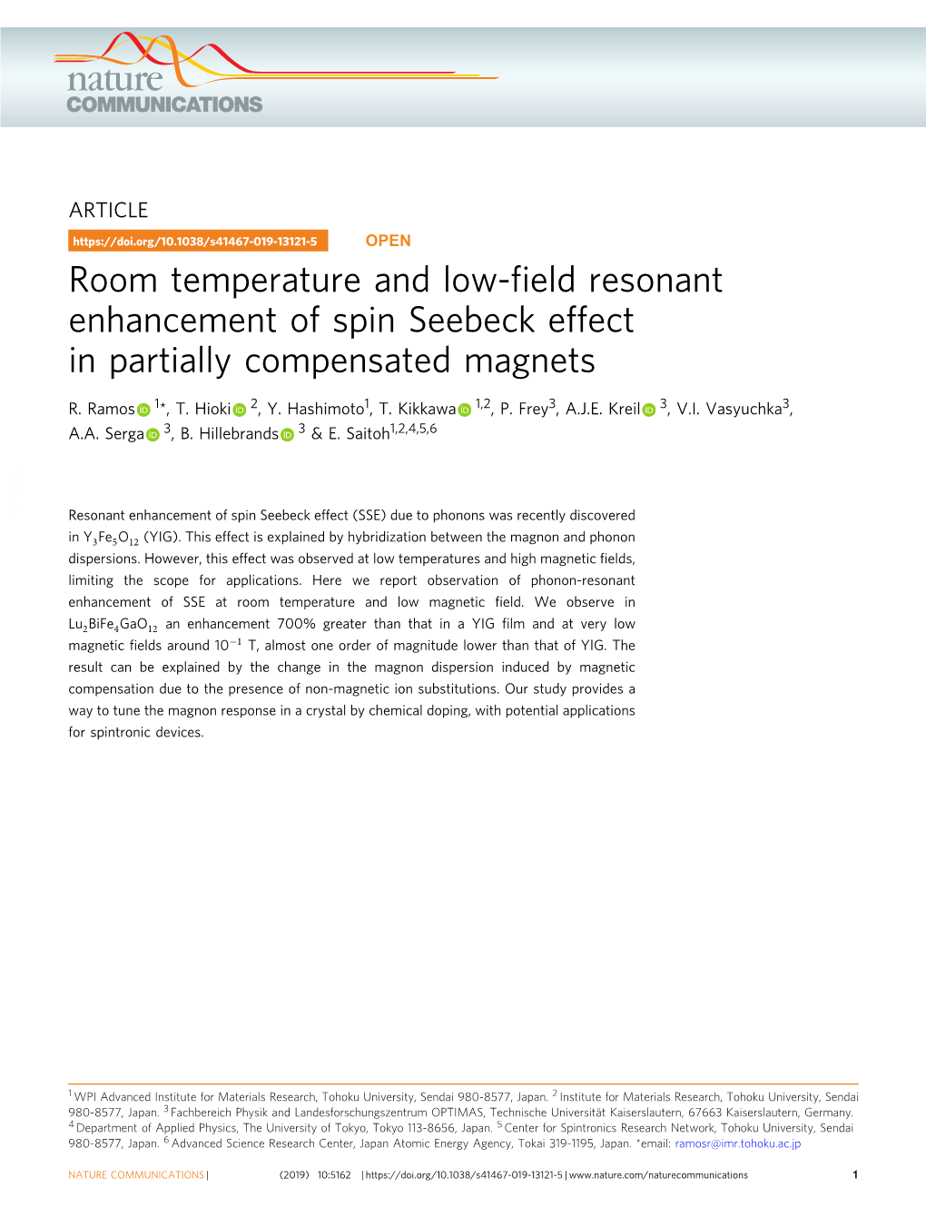 Room Temperature and Low-Field Resonant Enhancement of Spin