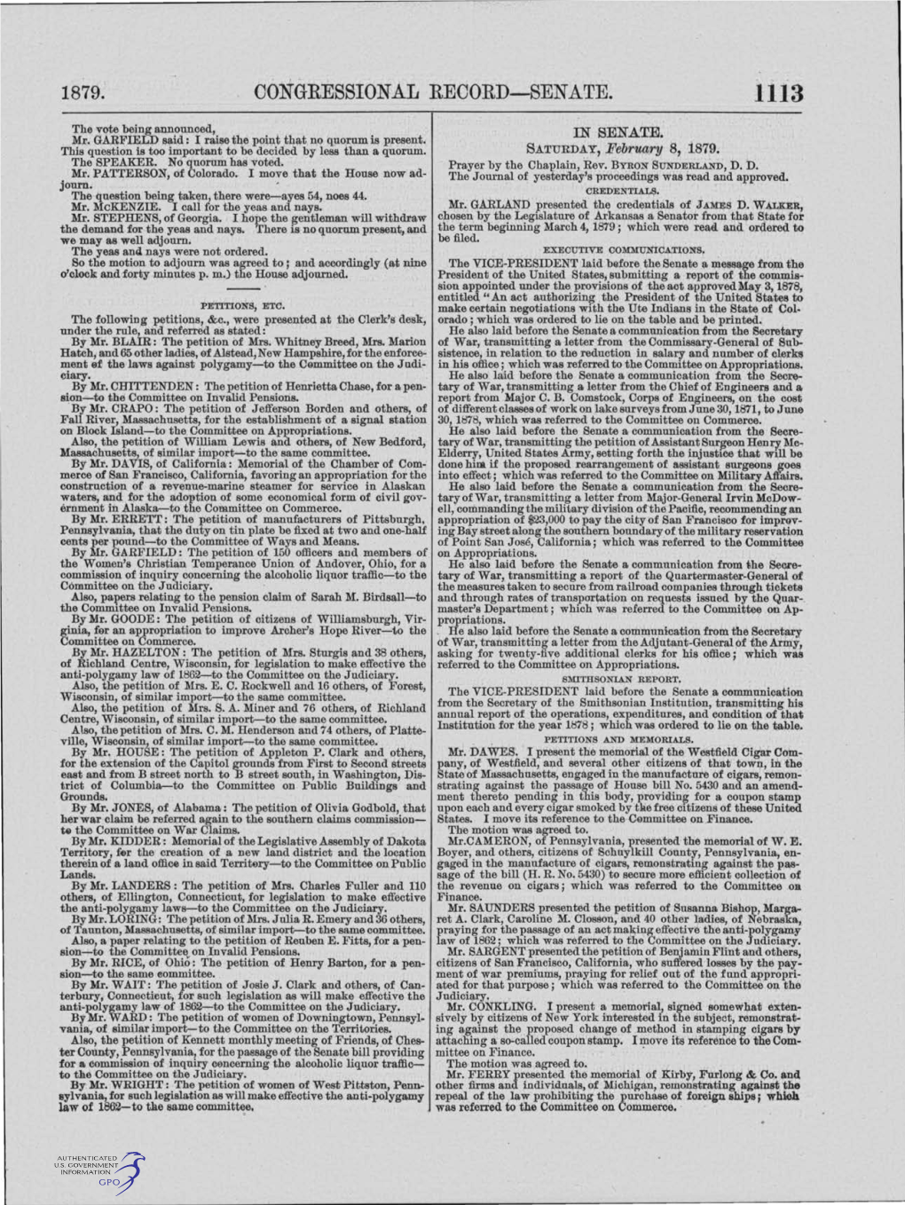 Congressional Record-Senate. 1113