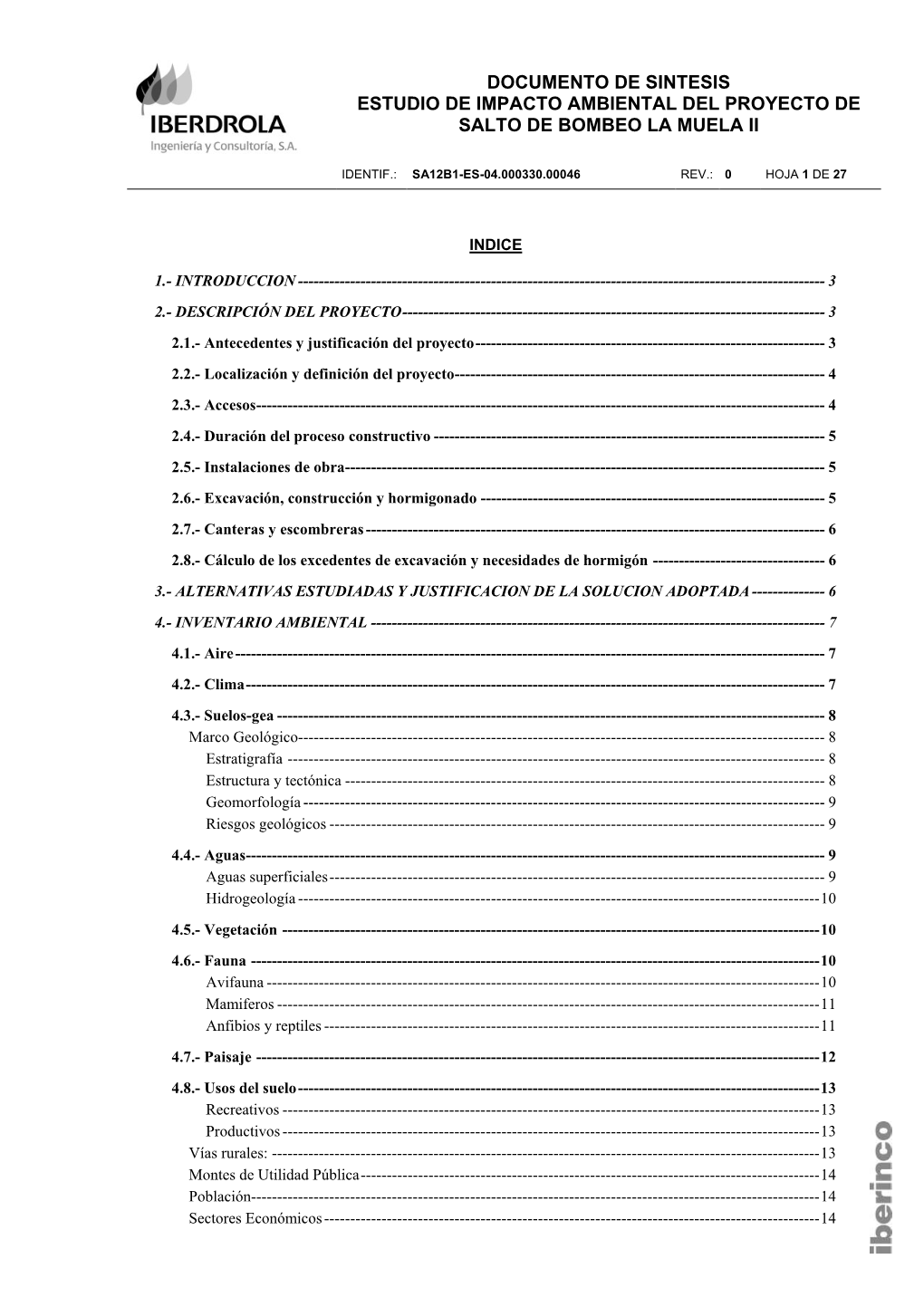 Documento De Sintesis Del E.I.A. Salto De Bombeo De La