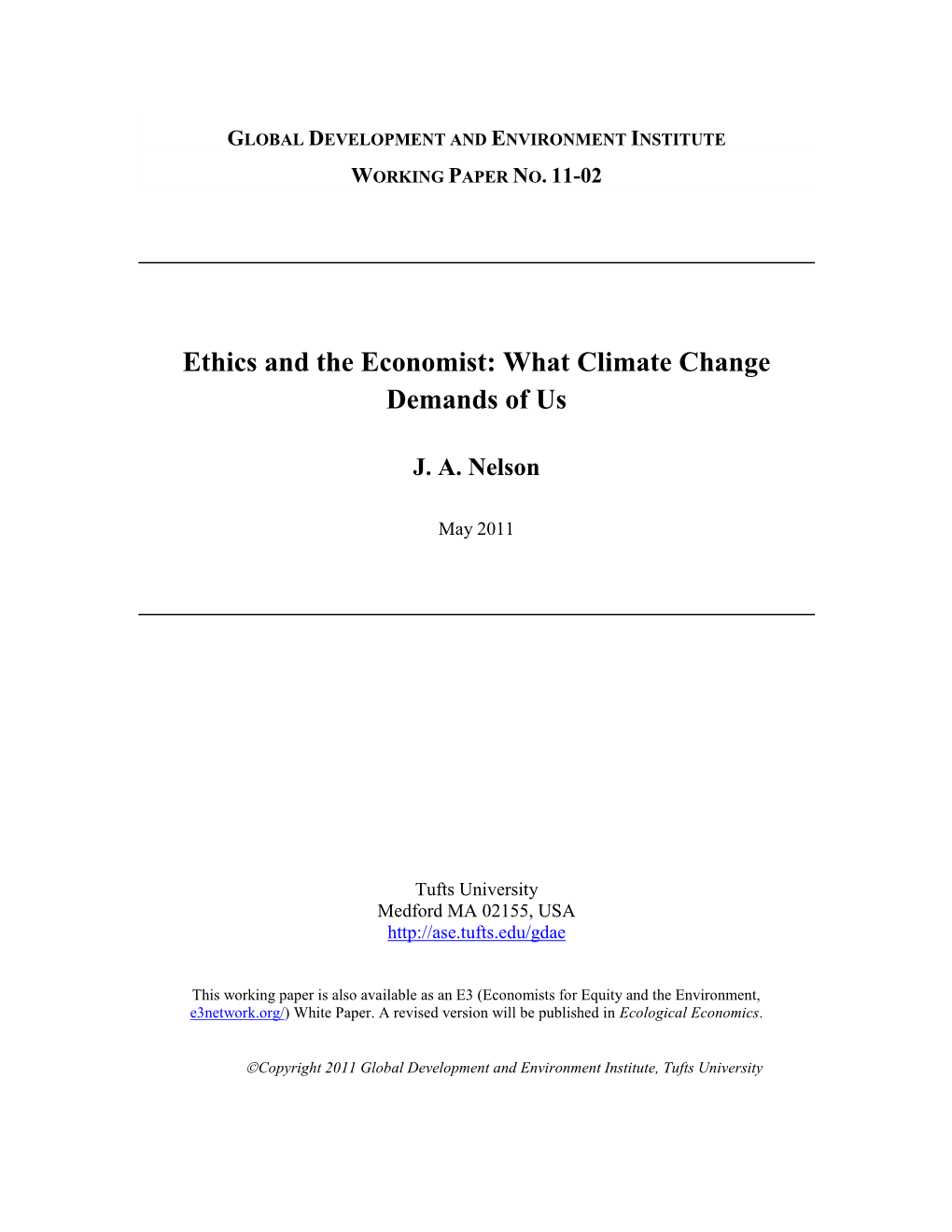 Ethics and the Economist: What Climate Change Demands of Us