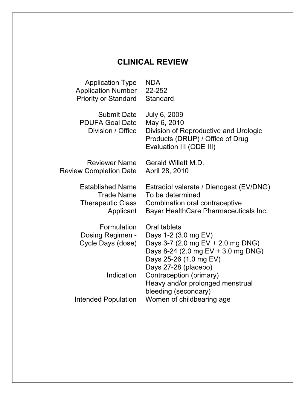 N22252 Natazia Clinical PREA