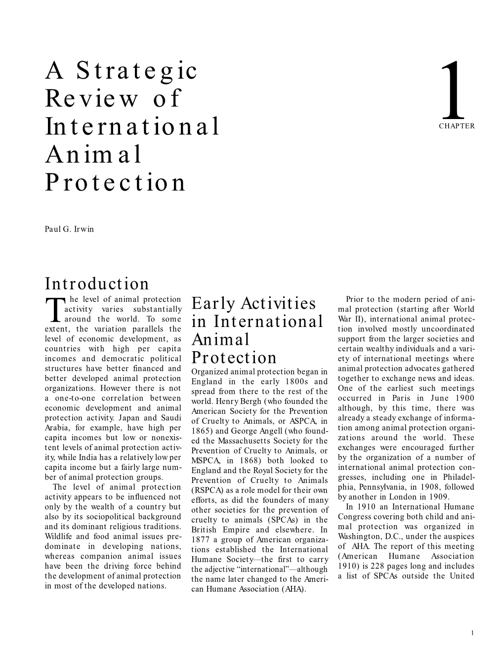 A Strategic Review of International Animal Protection