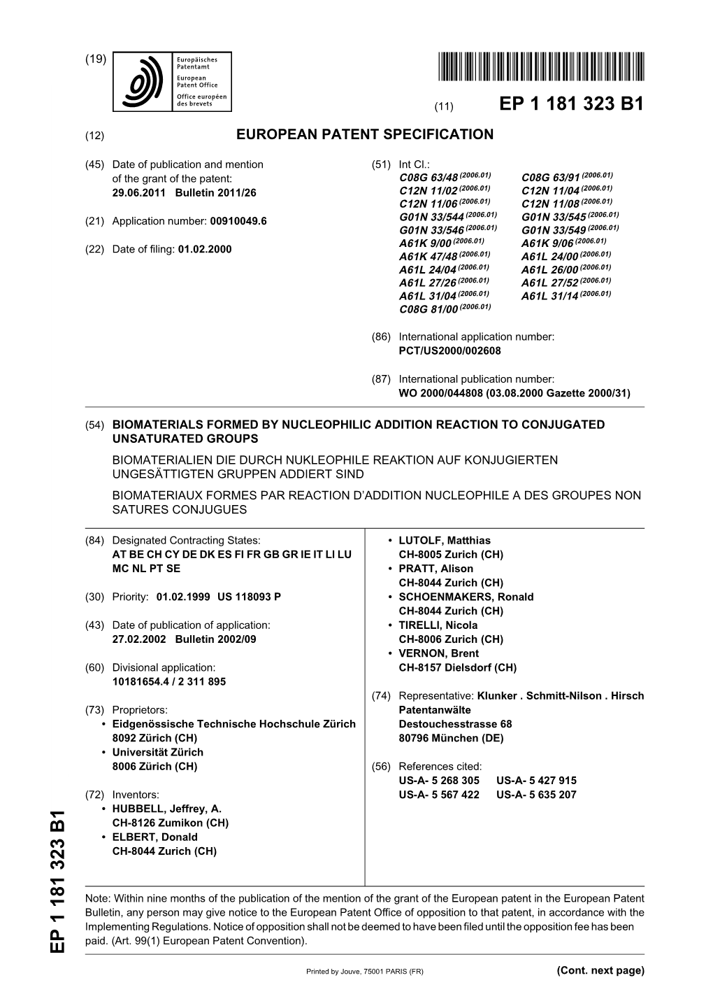 Biomaterials Formed by Nucleophilic Addition