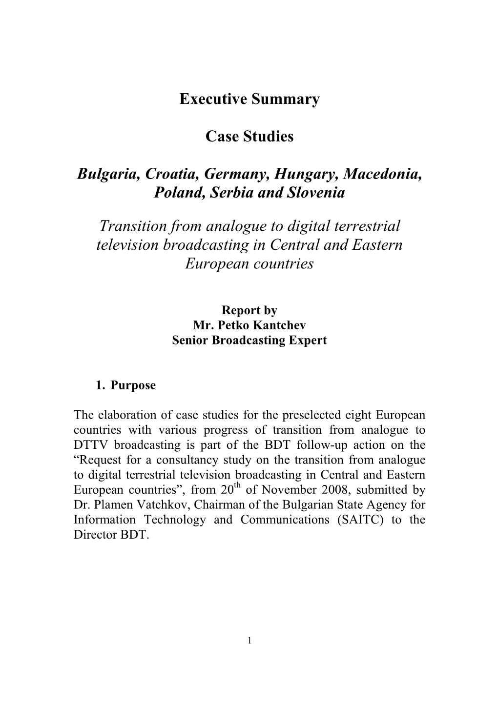 Executive Summary Case Studies Bulgaria, Croatia, Germany