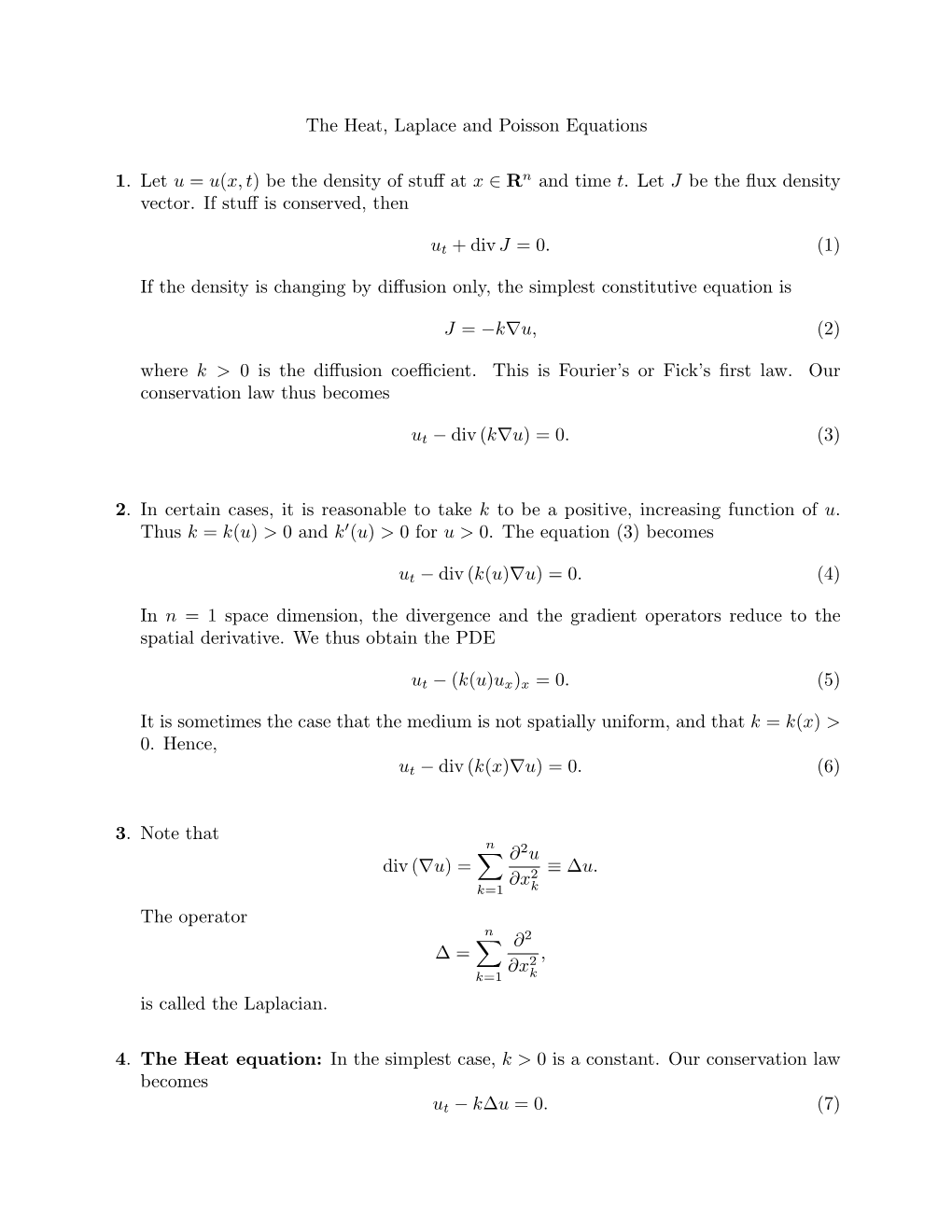 The Heat, Laplace and Poisson Equations