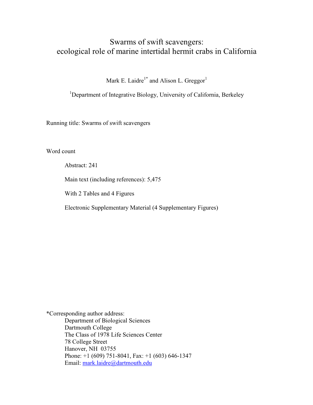 Ecological Role of Marine Intertidal Hermit Crabs in California