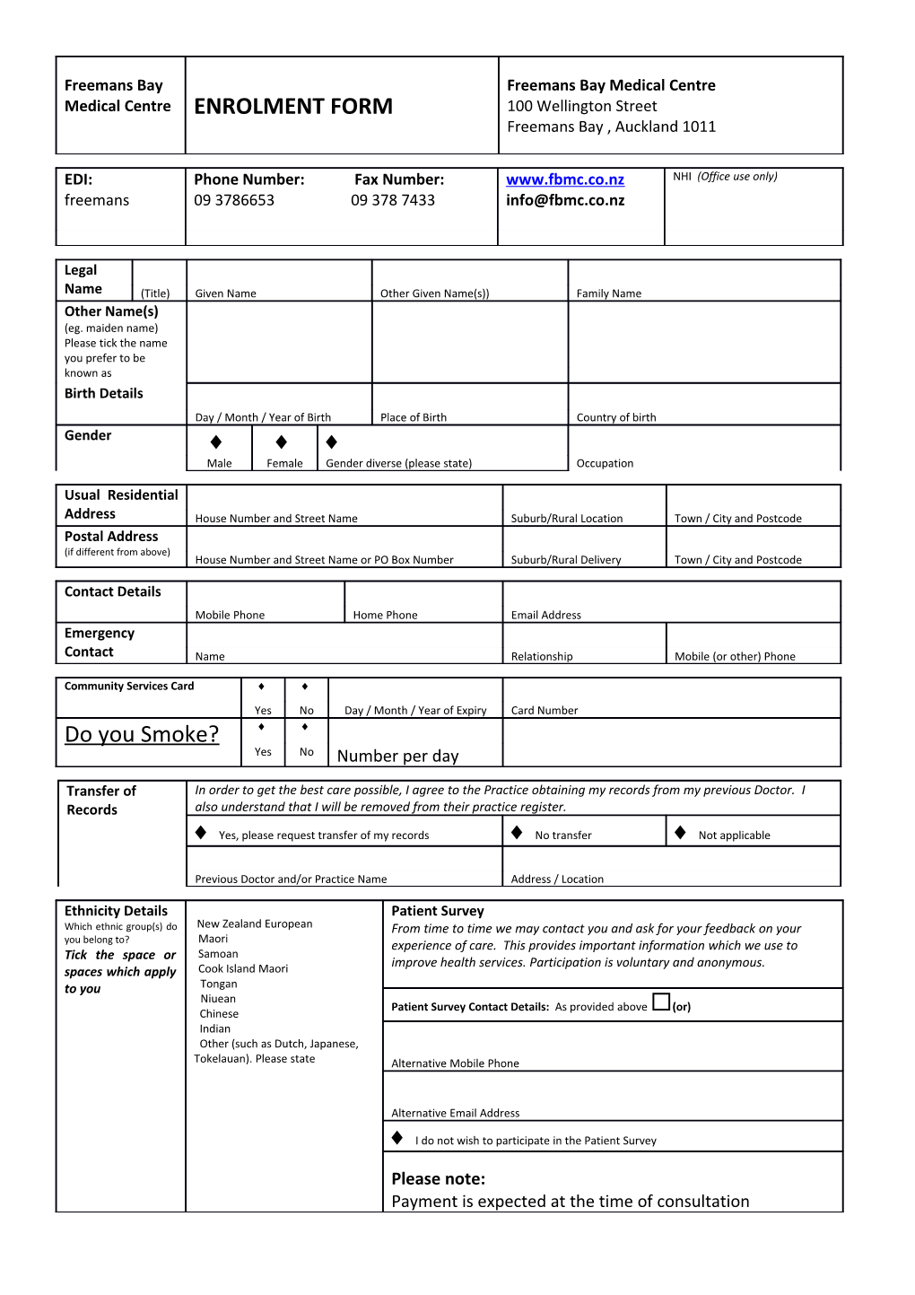 Primary Health Services Provider Enrolment Form Last Updated 20 July 2016