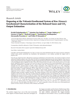 Degassing at the Volcanic/Geothermal System of Kos (Greece): Geochemical Characterization of the Released Gases and CO2 Output Estimation