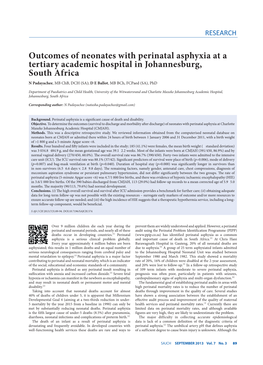 Outcomes of Neonates with Perinatal Asphyxia at a Tertiary Academic