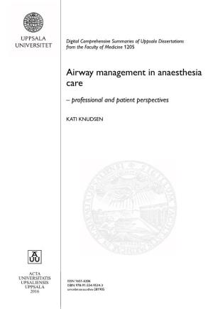 Airway Management in Anaesthesia Care