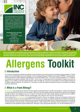 Allergens Toolkit Introduction the Number of People That Suffers Food Allergy Or Food Intolerance to Some Products Is Increasing