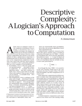 Descriptive Complexity: a Logicians Approach to Computation