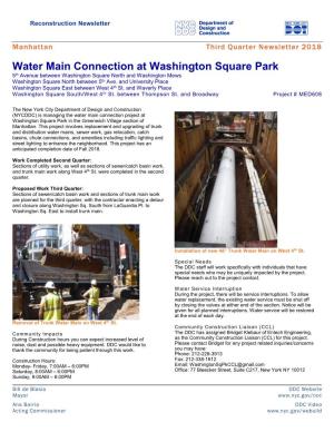 Water Main Connection at Washington Square Park 5Th Avenue Between Washington Square North and Washington Mews Washington Square North Between 5Th Ave