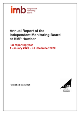 Annual Report of the Independent Monitoring Board at HMP Humber