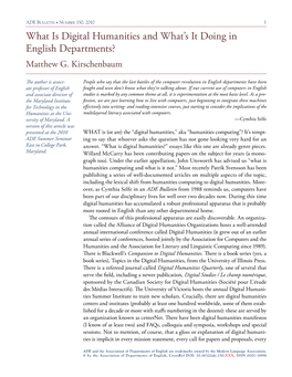 What Is Digital Humanities and What's It Doing in English Departments?