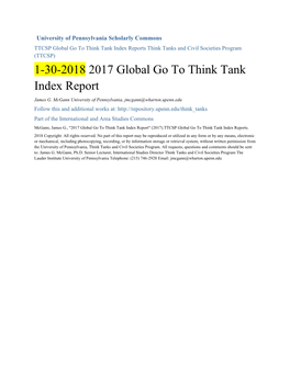 1-30-2018 2017 Global Go to Think Tank Index Report