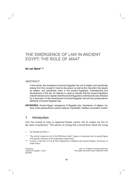 1The Emergence of Law in Ancient Egypt: the Role of Maat