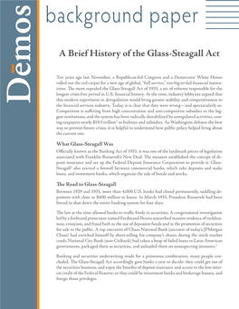 A Brief History of the Glass-Steagall Act