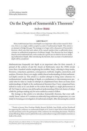 On the Depth of Szemerédi's Theorem