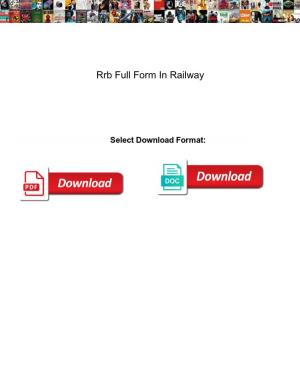 Rrb Full Form in Railway