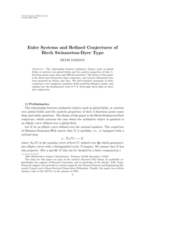 Euler Systems and Refined Conjectures of Birch Swinnerton
