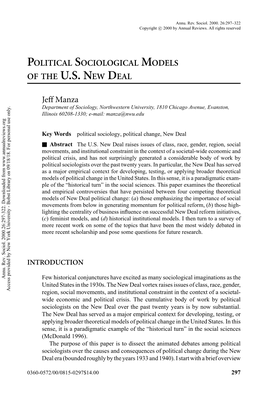 Political Sociological Models of the U.S. New Deal