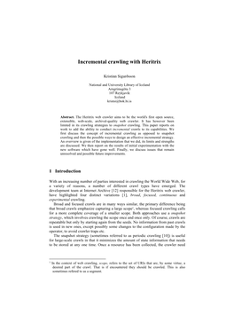 Incremental Crawling with Heritrix