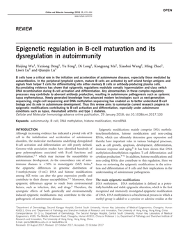 Epigenetic Regulation in B-Cell Maturation and Its Dysregulation in Autoimmunity