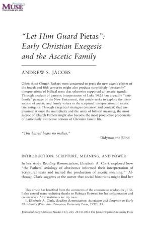Early Christian Exegesis and the Ascetic Family