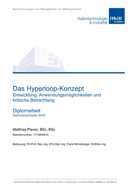 Das Hyperloop-Konzept Entwicklung, Anwendungsmöglichkeiten Und Kritische Betrachtung