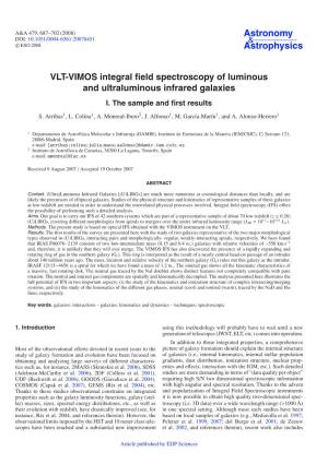 VLT-VIMOS Integral Field Spectroscopy of Luminous and Ultraluminous