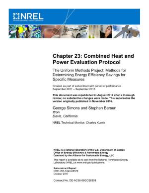 Combined Heat and Power Evaluation Protocol