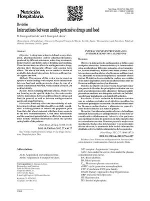 Interactions Between Antihypertensive Drugs and Food B
