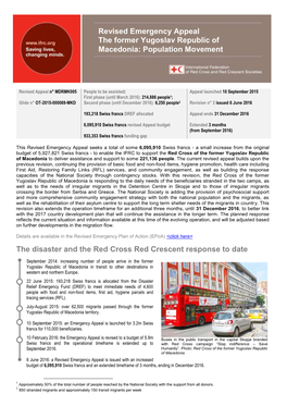 The Disaster and the Red Cross Red Crescent Response to Date