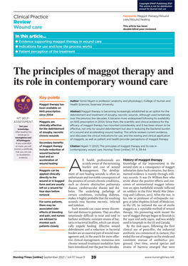 210818 the Principles of Maggot Therapy and Its Role in Contemporary Wound Care