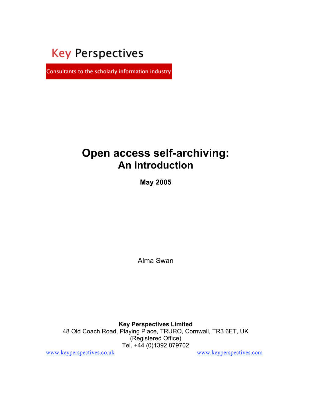 Open Access Self-Archiving: an Introduction