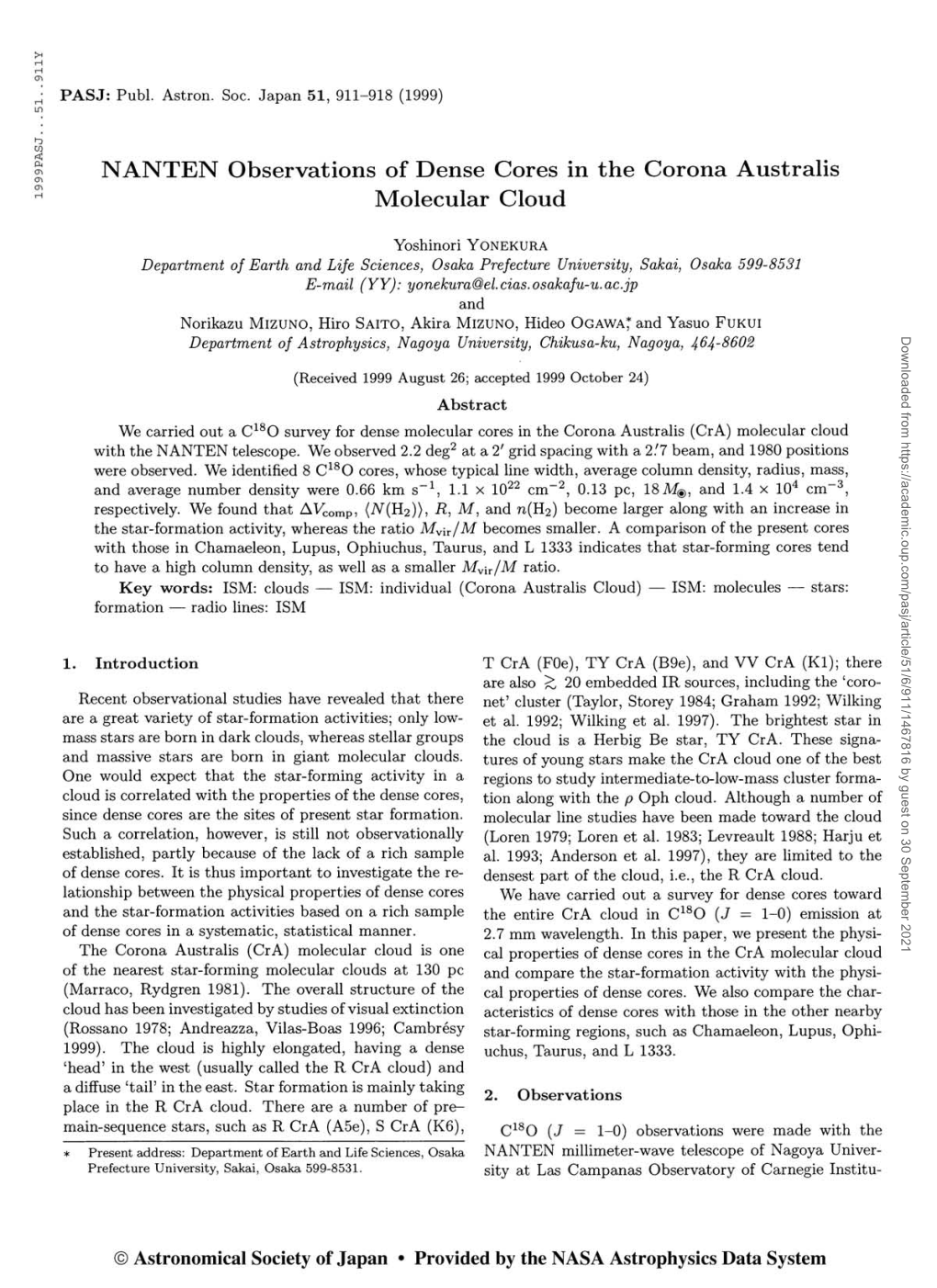 NANTEN Observations of Dense Cores in the Corona Australis Molecular Cloud