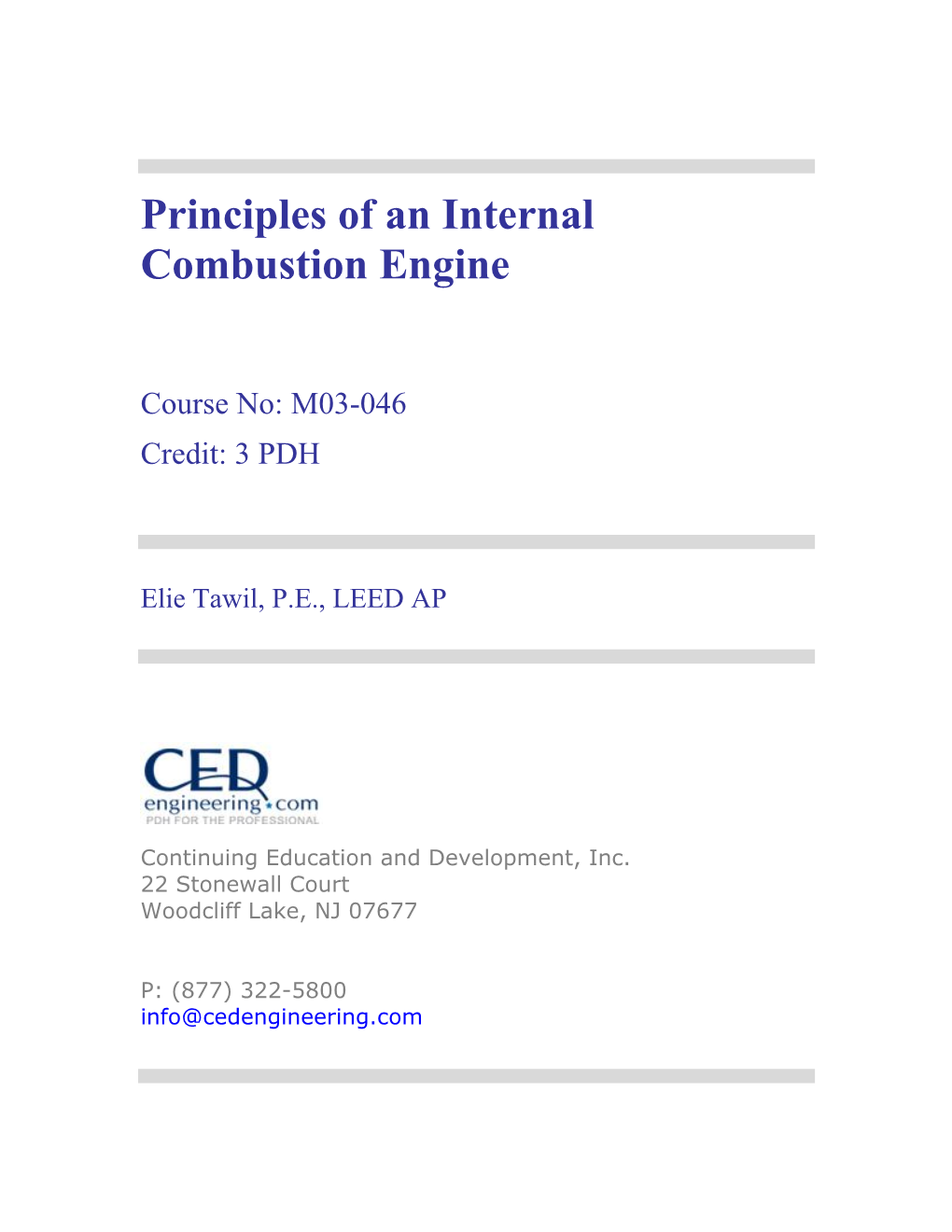 Principles of an Internal Combustion Engine