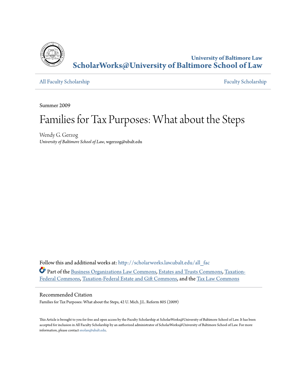 Families for Tax Purposes: What About the Steps Wendy G