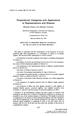 Perpendicular Categories with Applications to Representations and Sheaves