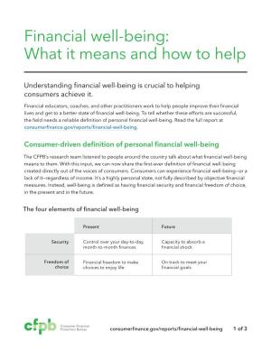 Financial Well-Being: What It Means and How to Help
