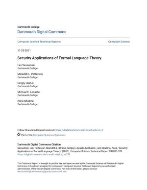 Security Applications of Formal Language Theory