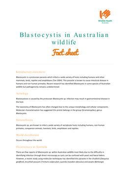 Blastocystis in Australian Wildlife Jul 2011