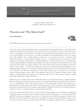 MTO 2.2: Burnham, Theorists