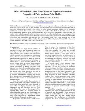 Effect of Modified Linen Fiber Waste on Physico-Mechanical Properties of Polar and Non-Polar Rubber