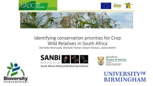 Identifying Conservation Priorities for Crop Wild Relatives in South Africa