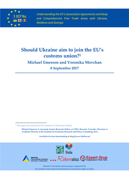 Should Ukraine Aim to Join the EU's Customs Union?