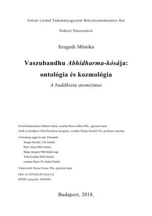 Vaszubandhu Abhidharma-Kósája: Ontológia És Kozmológia a Buddhista Atomizmus